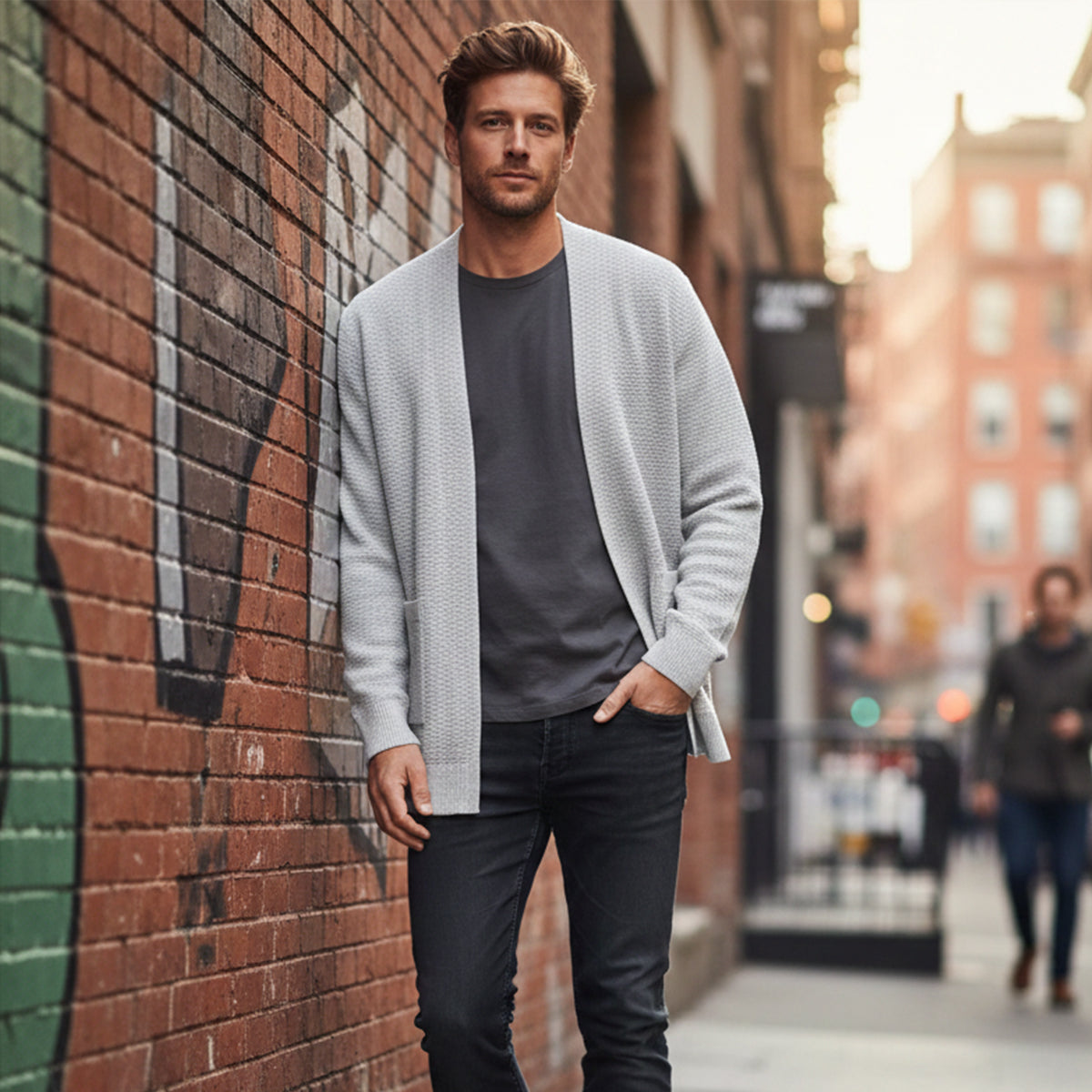 Cozy Men's Open Front Cardigan Sweater