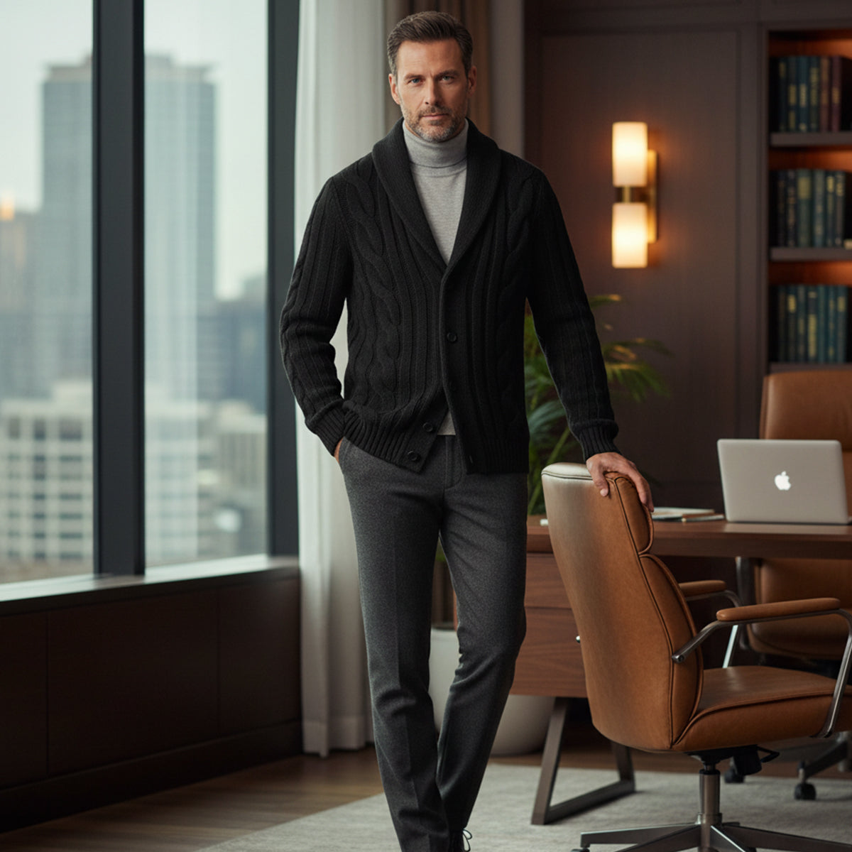 Cozy Mens Cable Knit Sweater