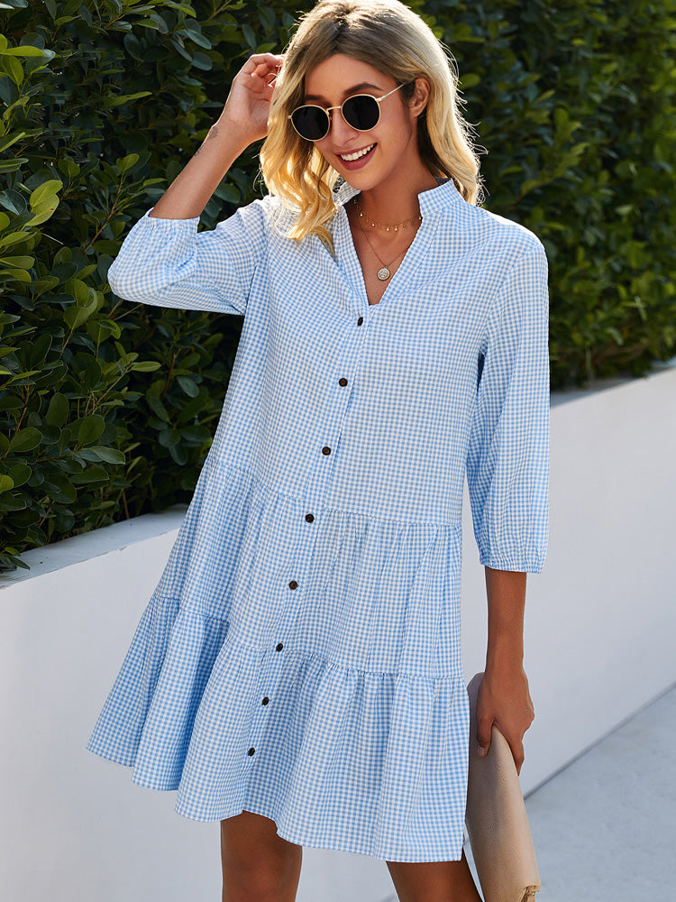 Pastel Blue Floral Sundress - SkyBreeze - Pexav