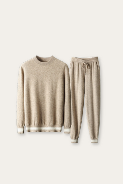 Soft Beige Merino Wool Sweater Set - Pexav