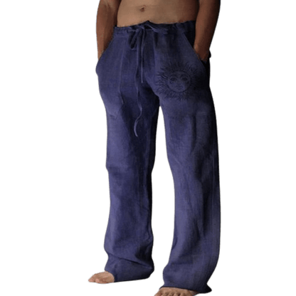 Light & comfortable men's summer trousers made of linen – Nilo-Blue-S-Nora Luxe