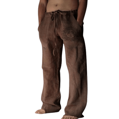 Light & comfortable men's summer trousers made of linen – Nilo-Brown-S-Nora Luxe