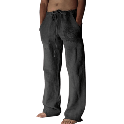 Light & comfortable men's summer trousers made of linen – Nilo-Dark gray-S-Nora Luxe