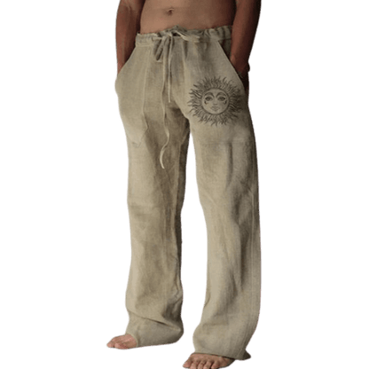 Light & comfortable men's summer trousers made of linen – Nilo-Khaki-S-Nora Luxe