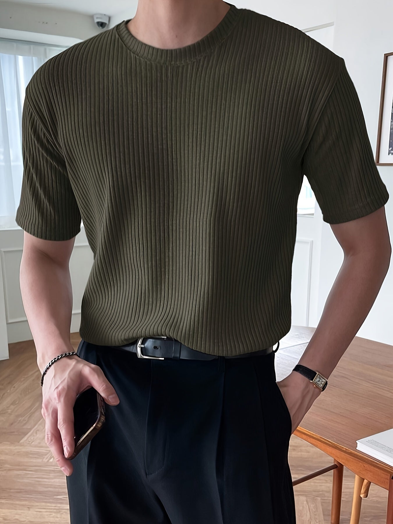 Pastel Green Casual Tee for Men - Pexav