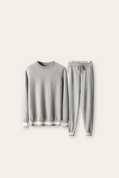 Soft Grey Cashmere Blend Sweater Set - Pexav