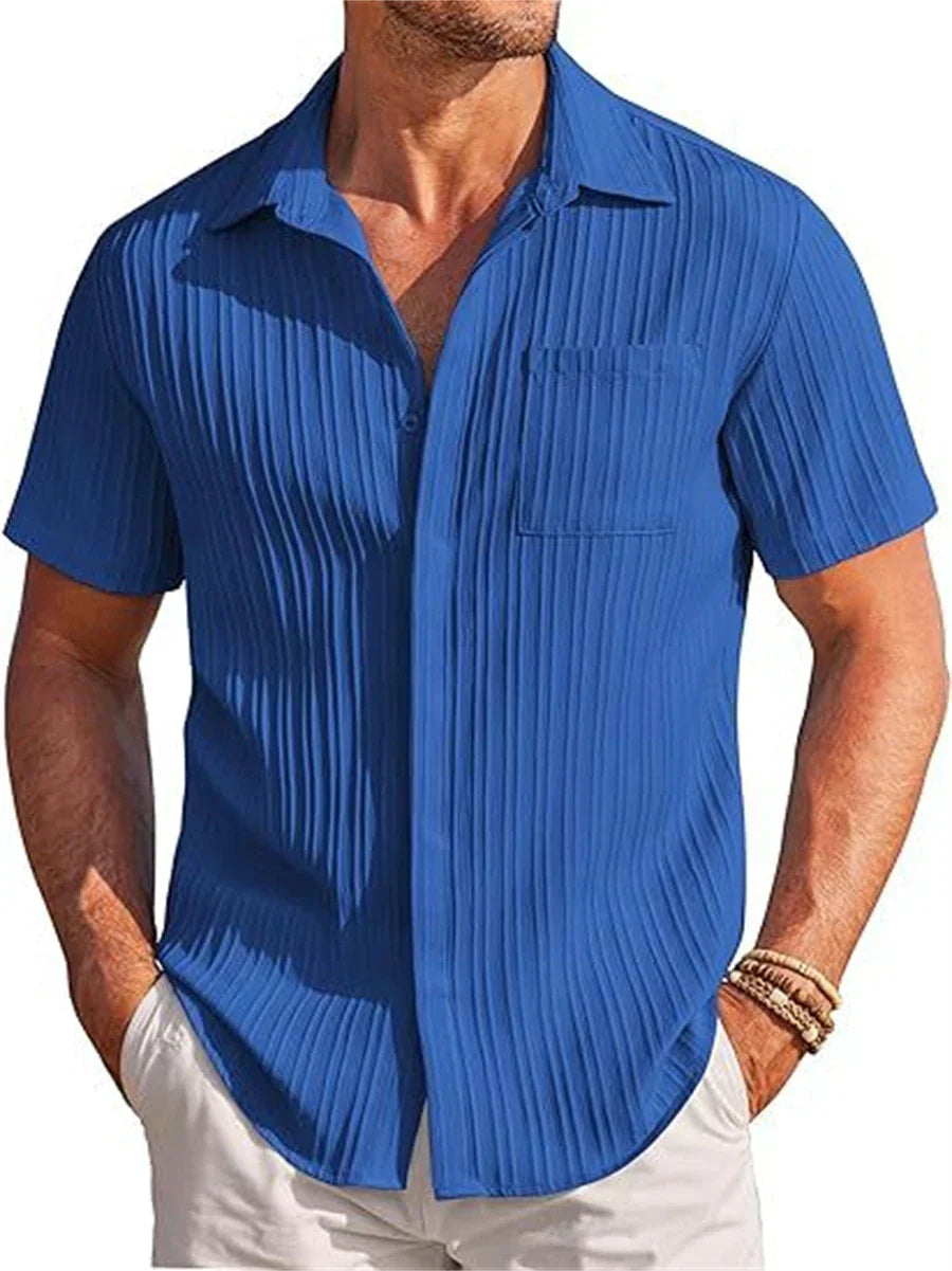 Light Linen Shirt for Men – Breathable & Relaxed Fit – Jonas-Dark blue-S-Nora Luxe