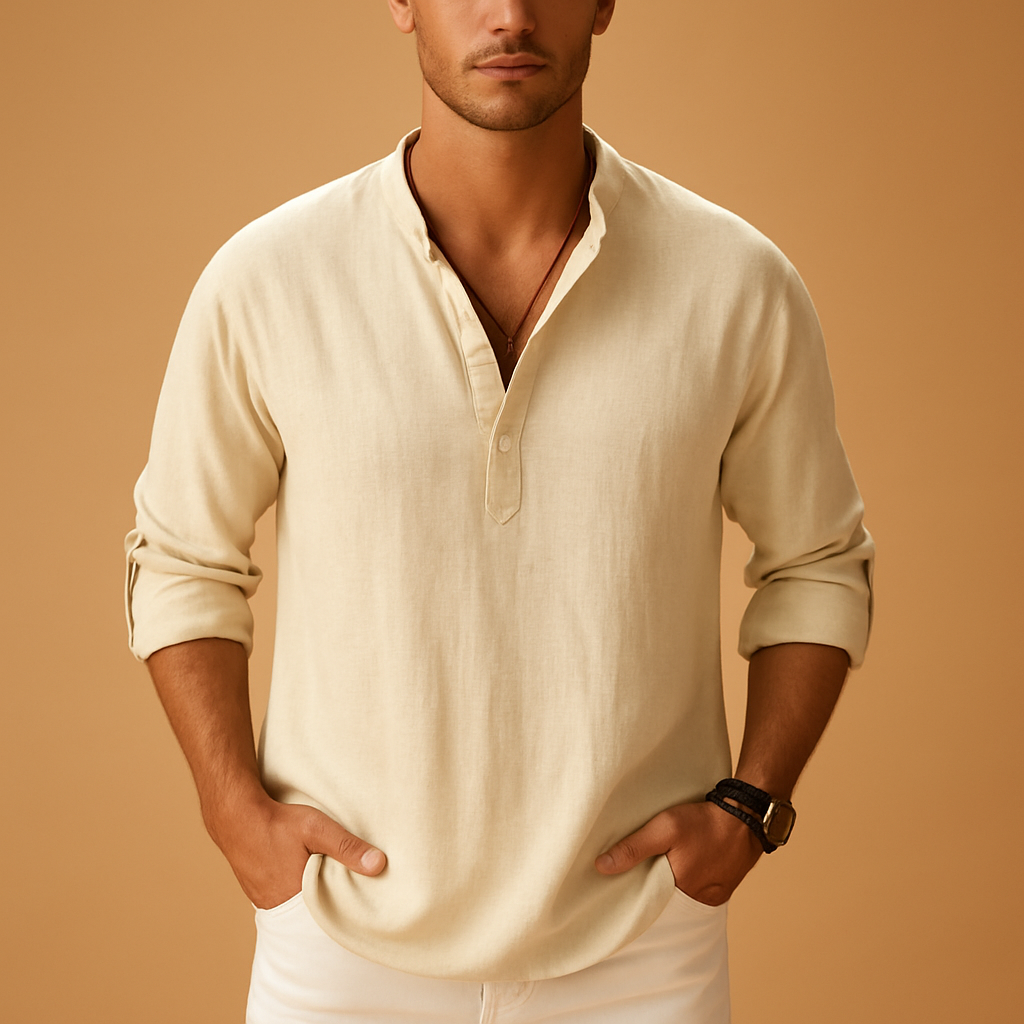 Light long sleeve shirt with V-neck for men | Oliver - Nocini