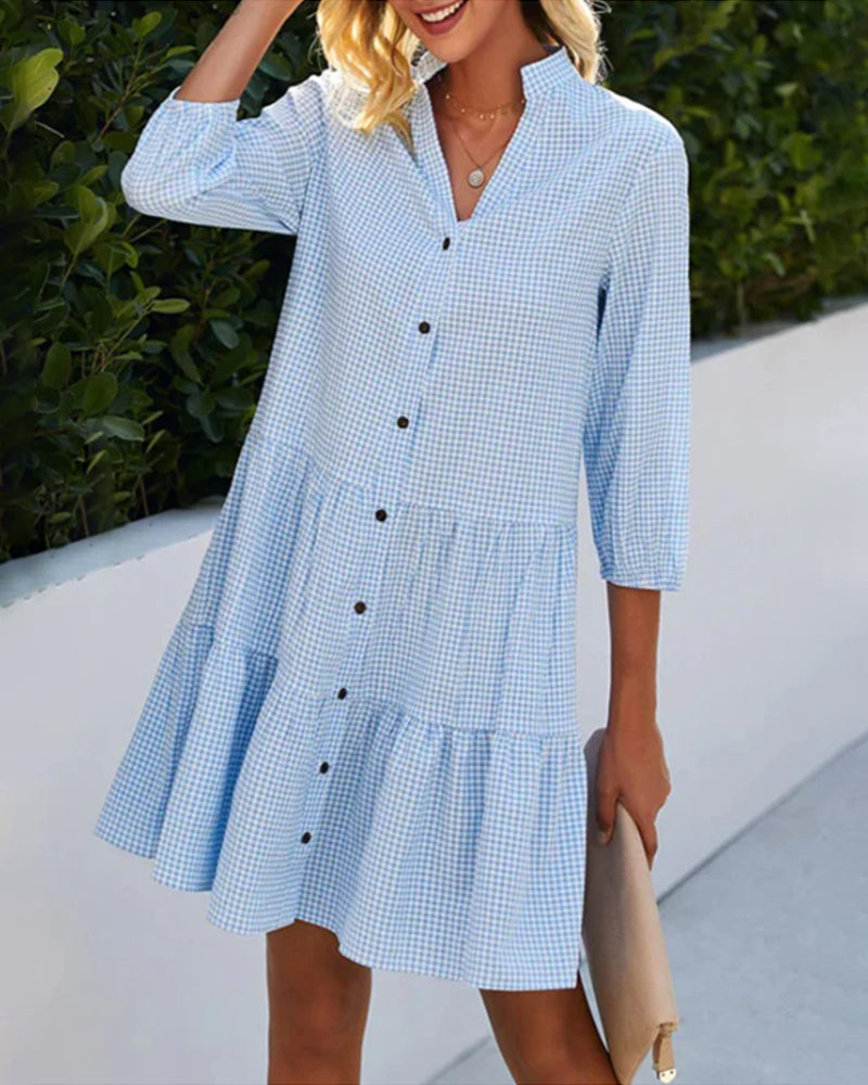 Casual Cotton V-Neck Womens Summer Dress - Pexav
