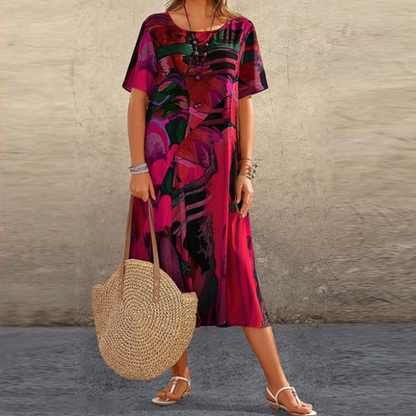 Light Summer Dress with Loose Fit – Ysée-Red-S-State of Style
