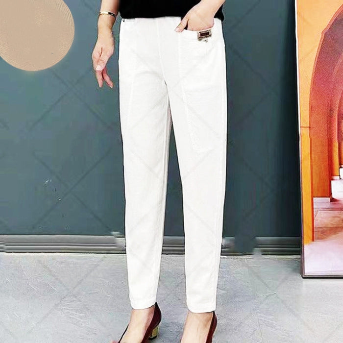 Comfortable Cotton Summer Pants with Elastic Waist - Pexav