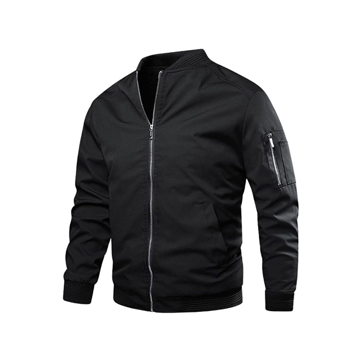 Light & trendy men's bomber jacket with zipper – Jaron-Black-M-Nora Luxe