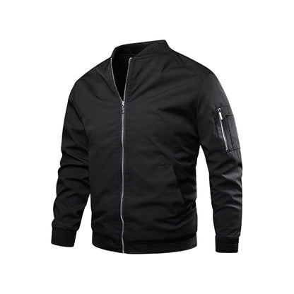 Light & trendy men's bomber jacket with zipper – Jaron-Black-M-Nora Luxe