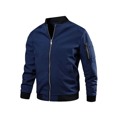Light & trendy men's bomber jacket with zipper – Jaron-Dark blue-M-Nora Luxe