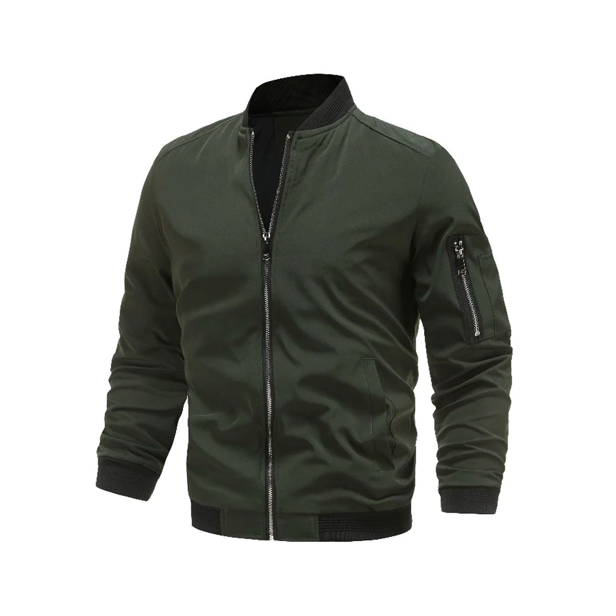 Light & trendy men's bomber jacket with zipper – Jaron-Green-M-Nora Luxe