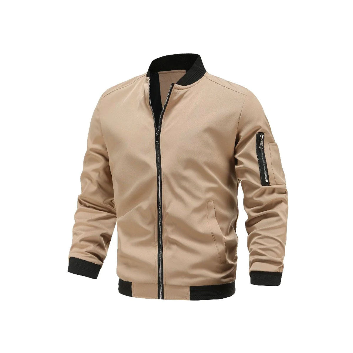 Slim Fit Men's Zip Up Bomber Jacket - Pexav