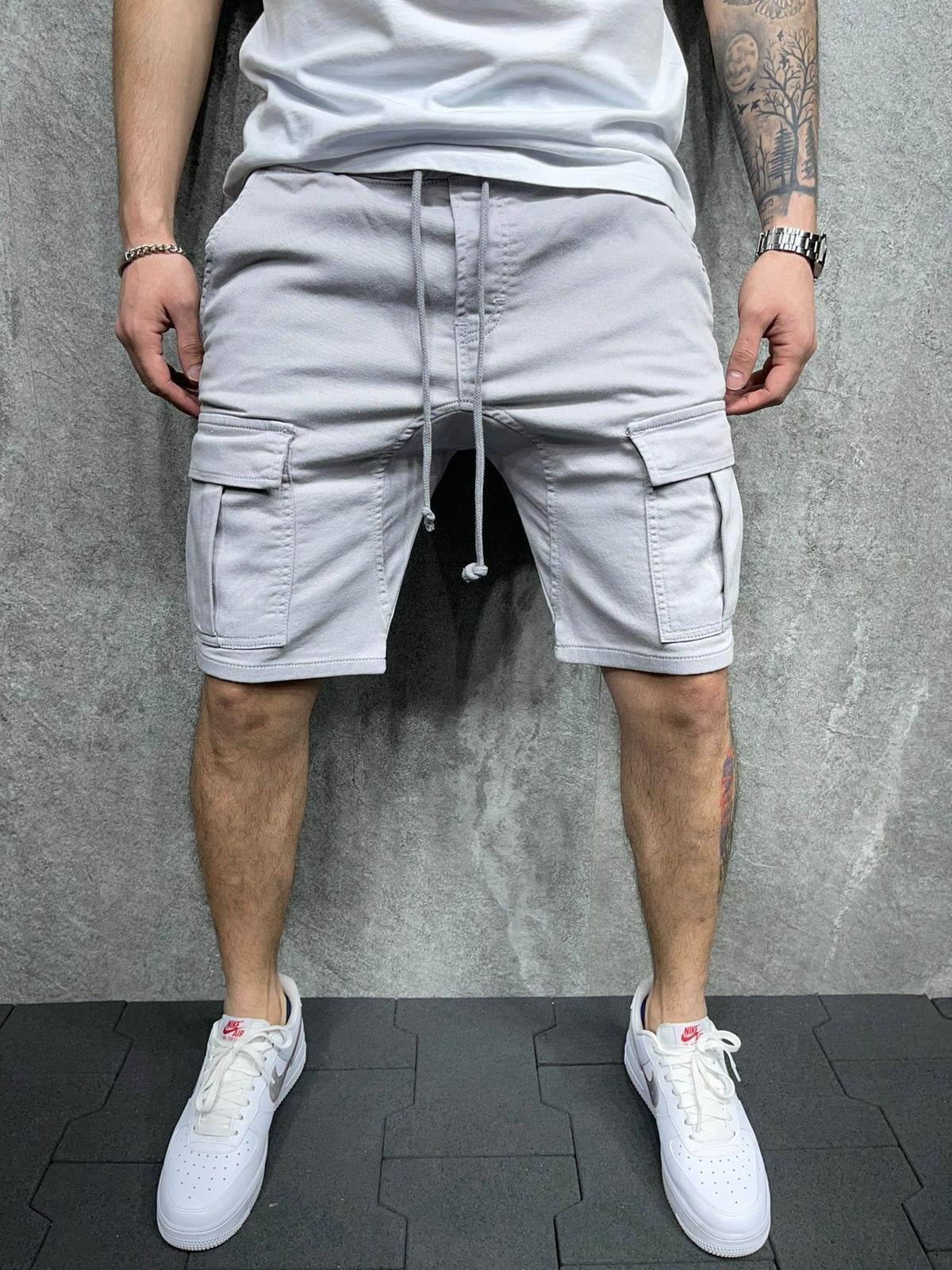 Relaxed Fit Cargo Shorts with Elastic Waist