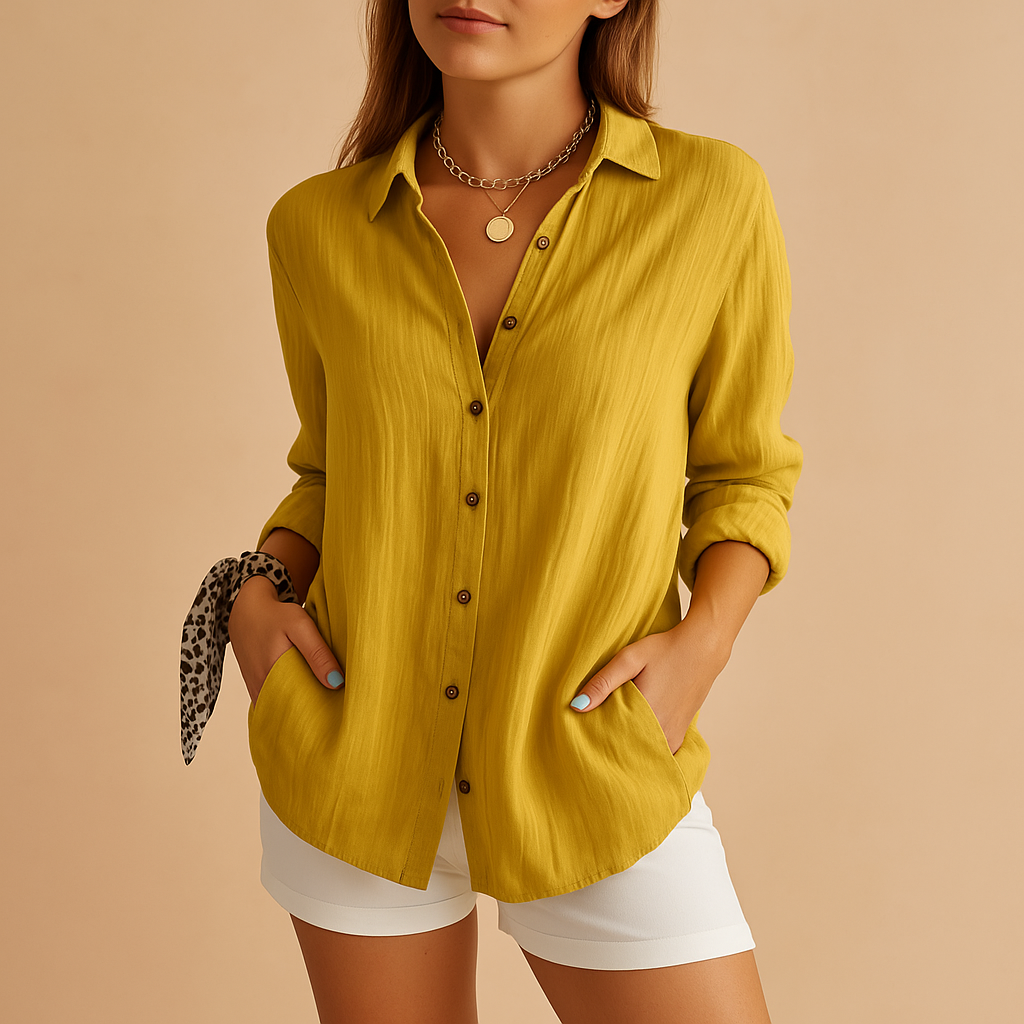 Women’s lightweight airy blouse with a breathable feel and comfortable fit, suitable for work, leisure, and elegant nights out.