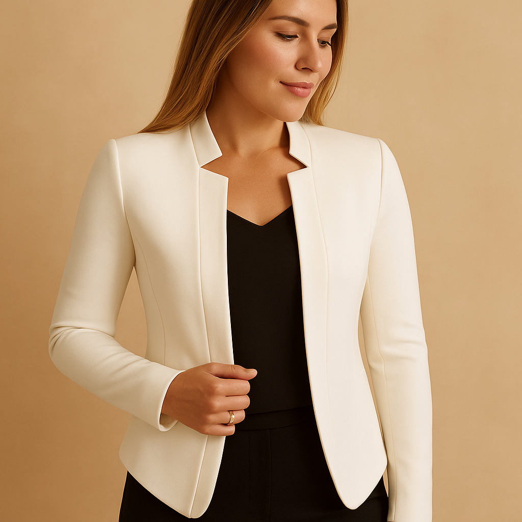 Lightweight women’s blazer with classic lapel and regular fit, ideal for spring and summer outfits.