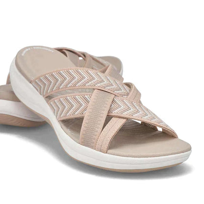 Lightweight Ladies' Slippers with Shock-Absorbing Footbed – Lina-Beige-3-State of Style