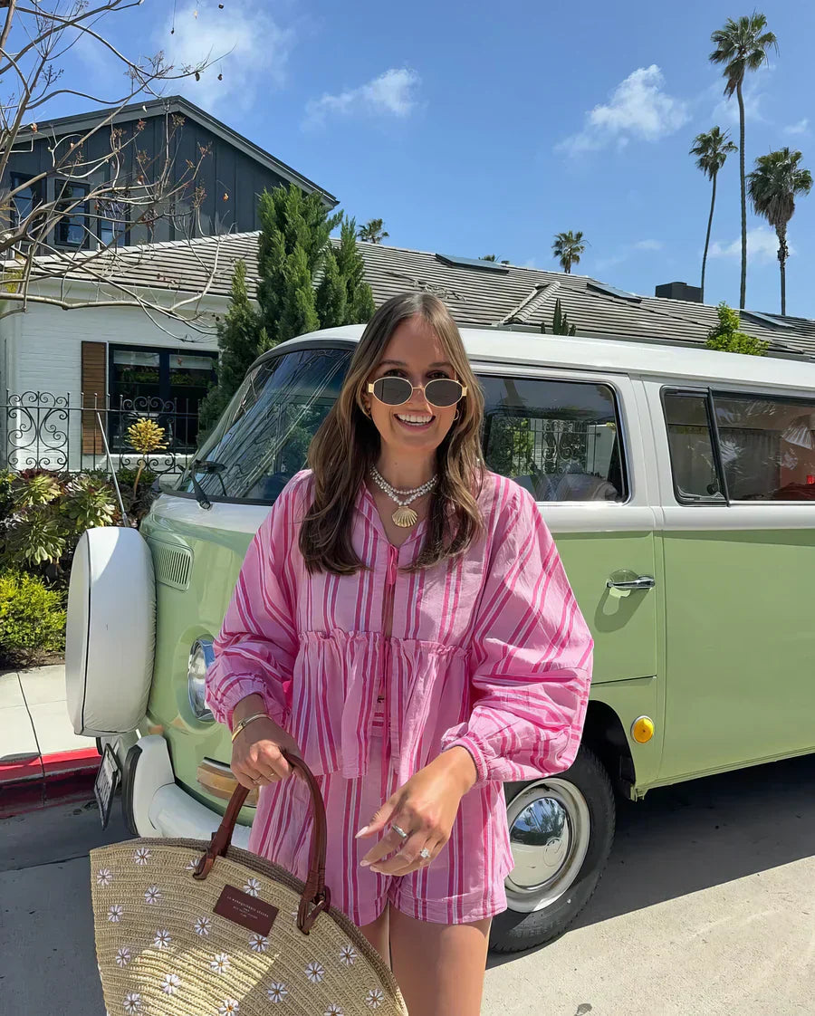 Lightweight leisure outfit for women – Solenne-Pink-S-Nora Luxe