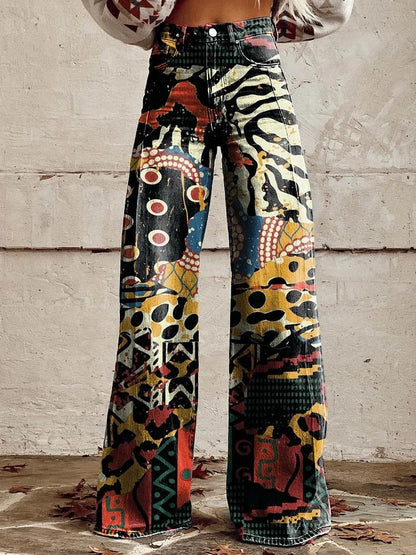Lightweight Long Ladies Trousers - Lina-Abstract-S-Nora Luxe