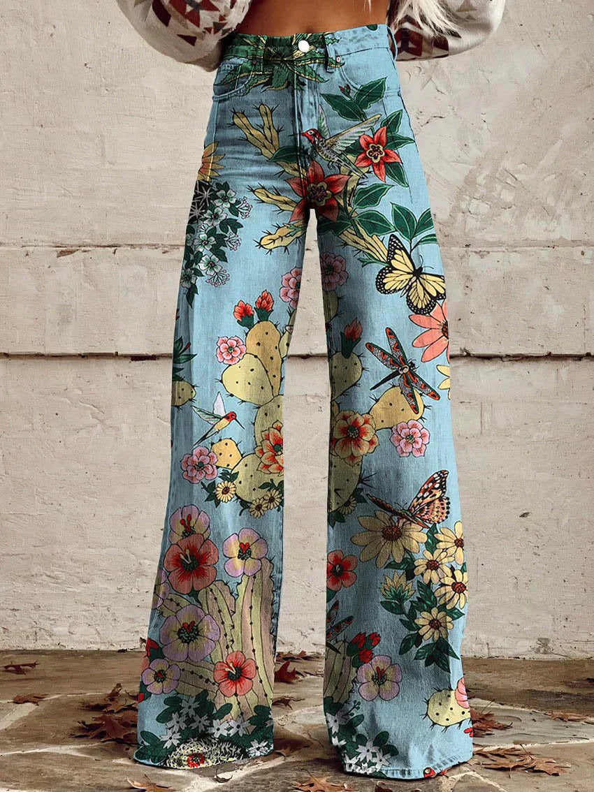 Lightweight Long Ladies Trousers - Lina-Blue Forest-S-Nora Luxe