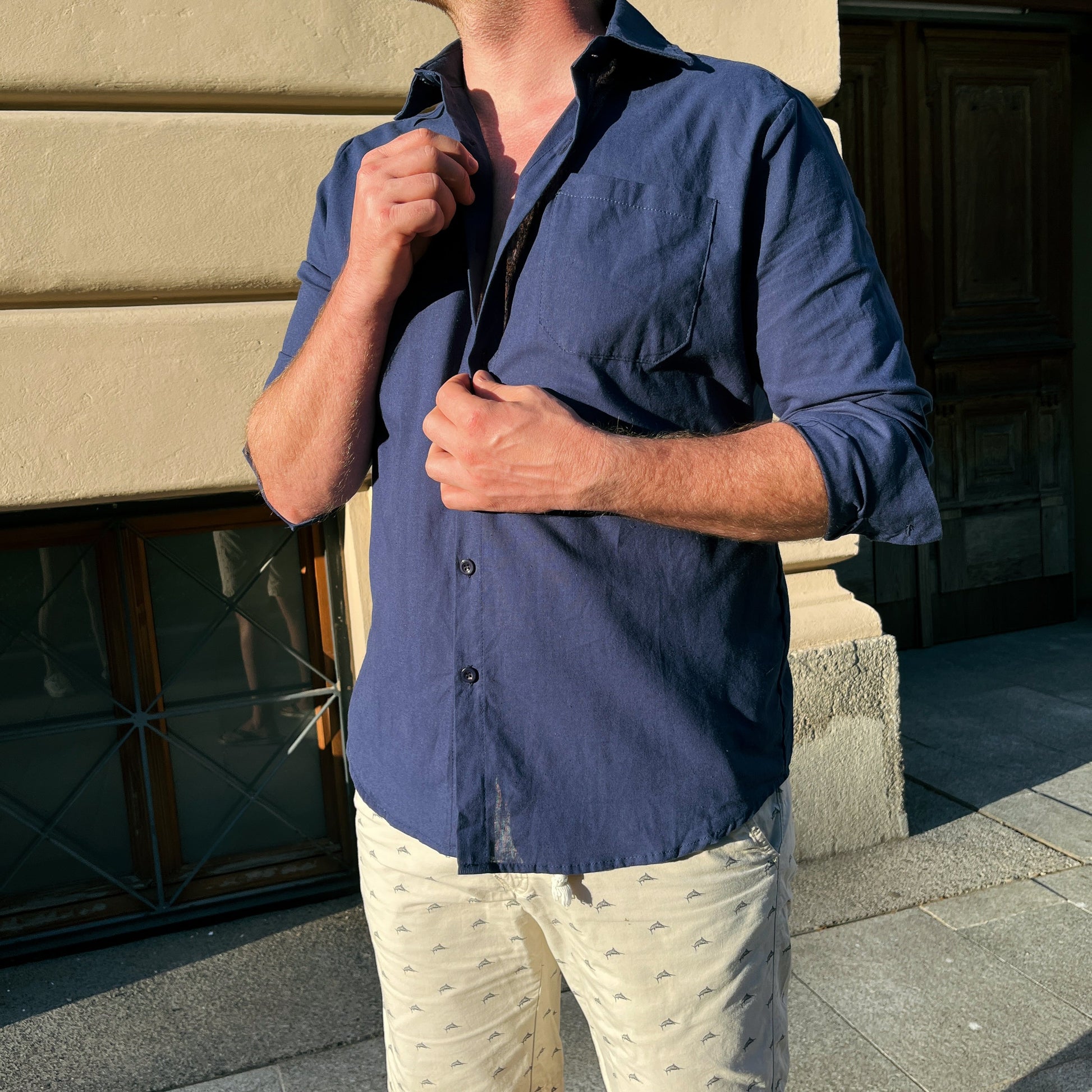 Lightweight Men's Cotton Shirt - Elias-Green-M-Nora Luxe