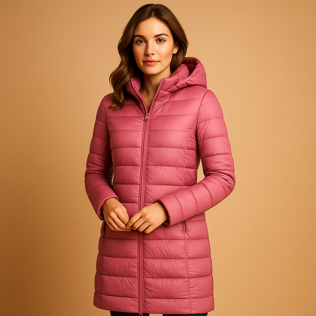 Women’s lightweight padded jacket with a modern cut and long sleeves, suitable for cold days, transitional seasons, work, and city walks.