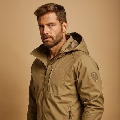 Men’s lightweight summer jacket with breathable design and multiple pockets, suitable for hiking, camping, and everyday outdoor wear.
