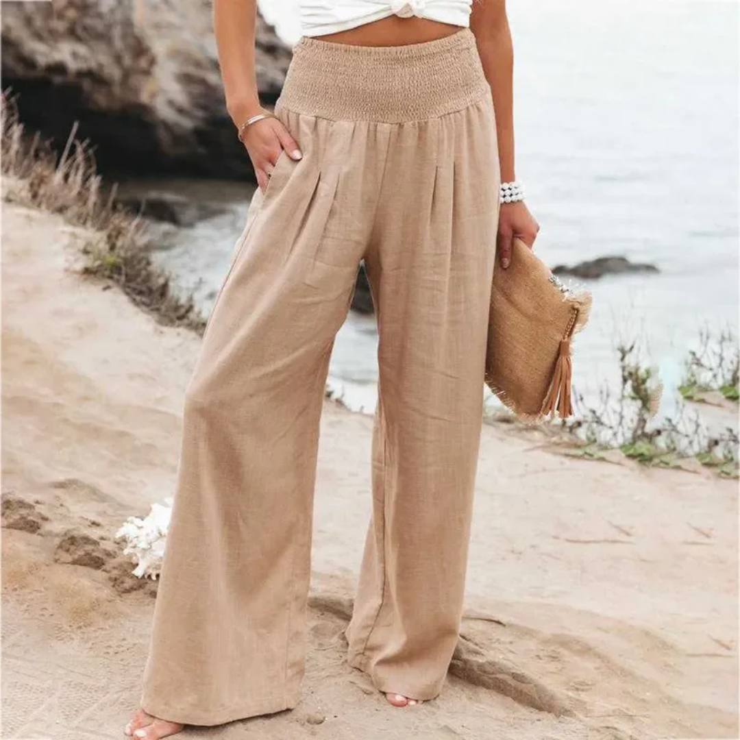 Lightweight Summer Trousers - Solana-khaki-S-Nora Luxe