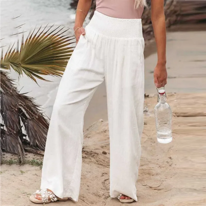 Lightweight Summer Trousers - Solana-white-S-Nora Luxe