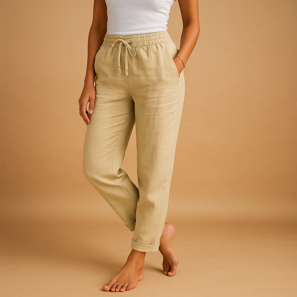 Lightweight trousers with elastic waistband for women | Hazel - Nocini