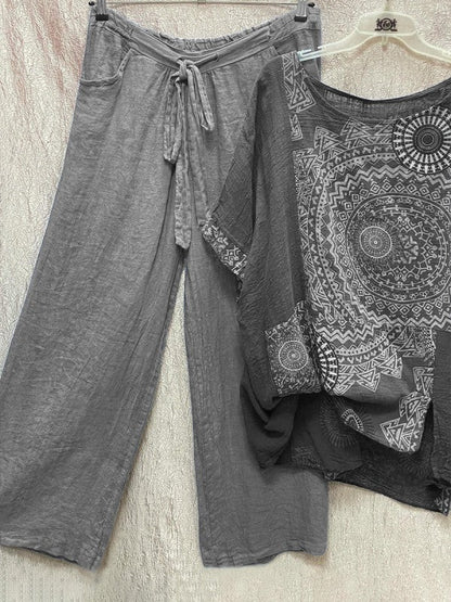 Lightweight Two-Piece Ladies Summer Set - Yara-Grey-S-The Livary