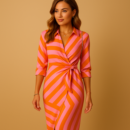 Elegant V-Neck Wrap Dress for Ladies - Nocini