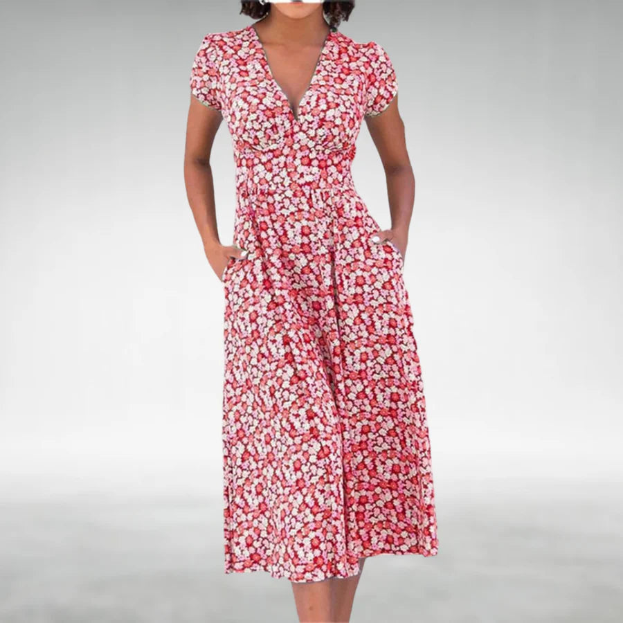 Image of Liliana | Women's V-Neck Fit & Flare Midi Dress