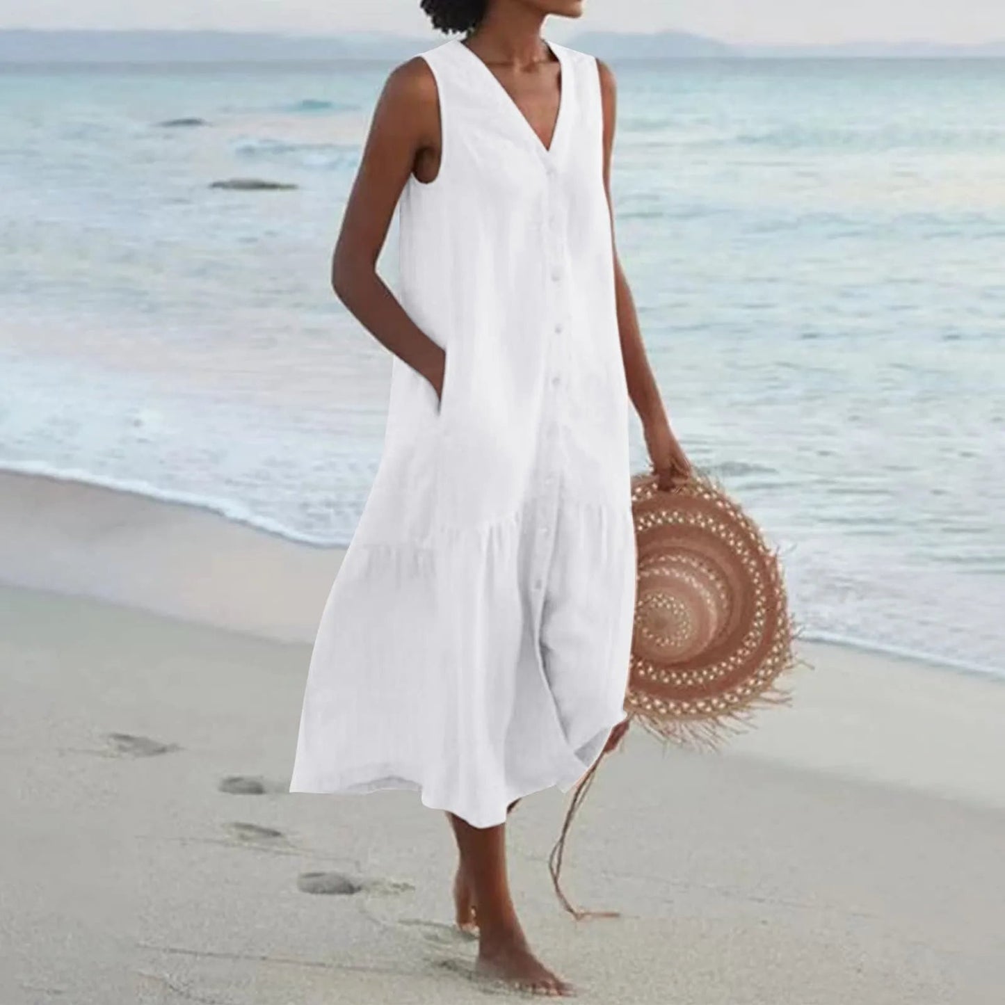 Chic Sleeveless Fit Midi Dress for Women - Olytrend