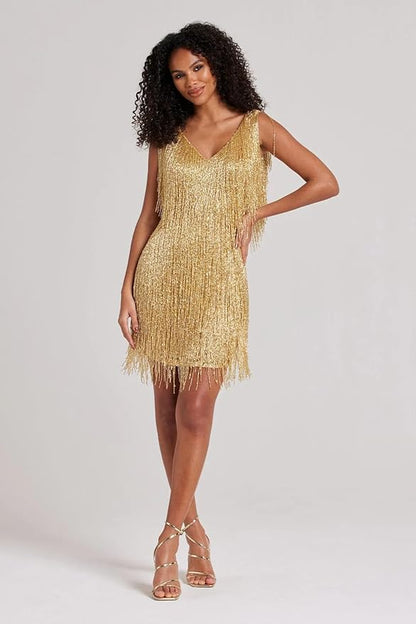 Image of Lilly | Women's V-Neck Mini Fringe Dress