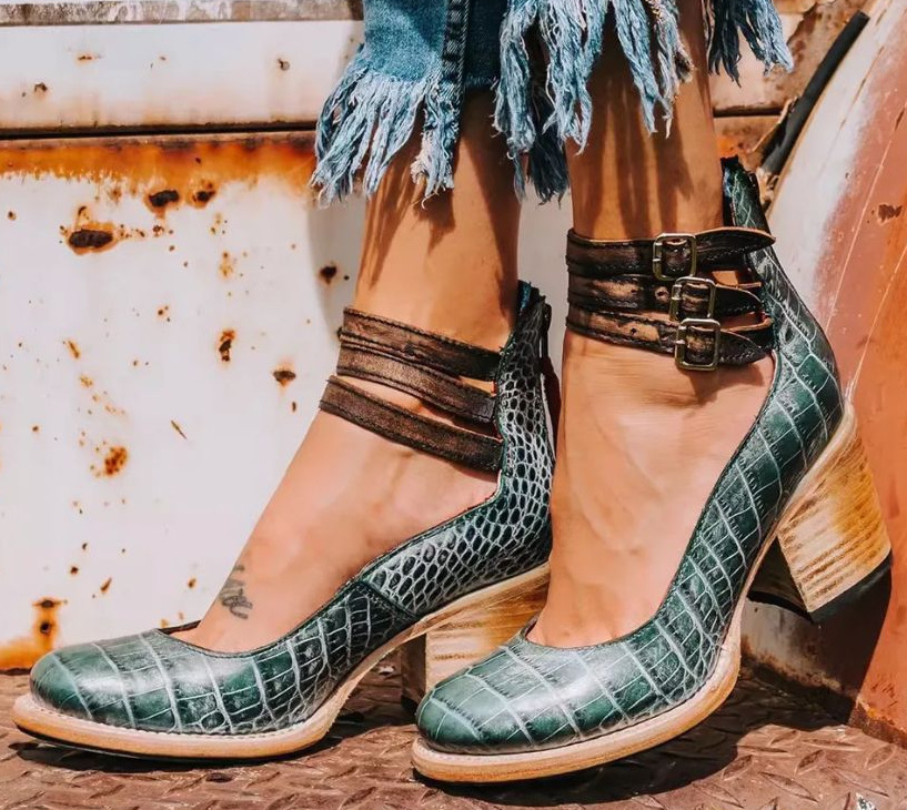 Image of Linda | Women's Ankle Strap Block Heel Shoes