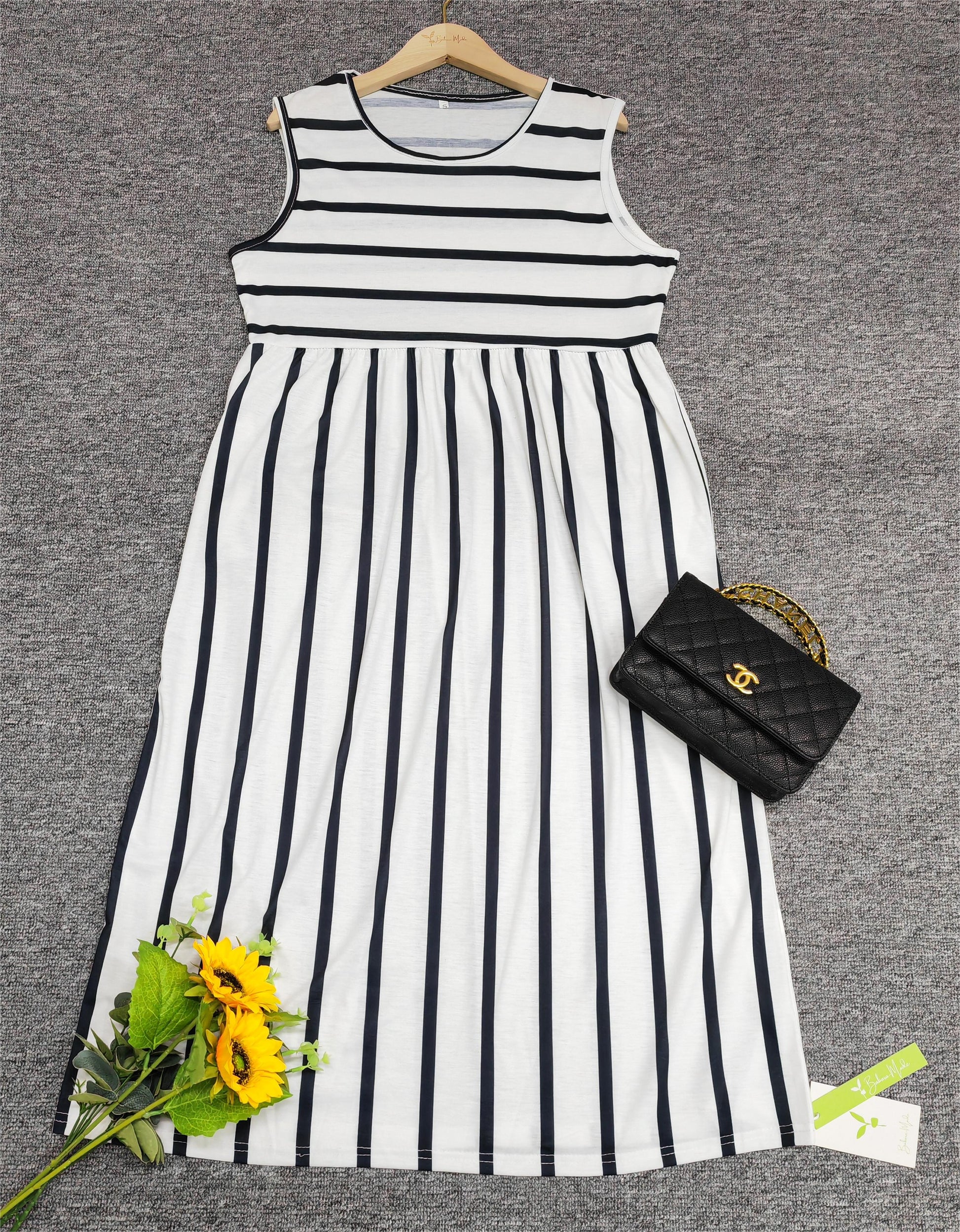 Image of Linda | Women's Sleeveless A-Line Midi Dress