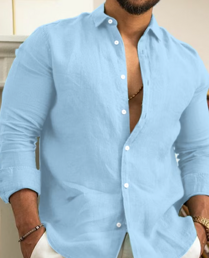 Linen Shirt - Arlo-Blue-S-Nora Luxe