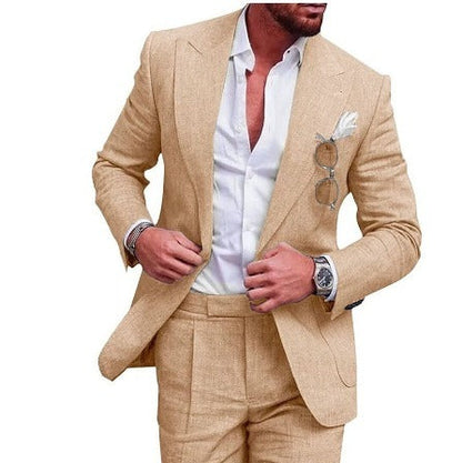 Linen Suit for Men - Felix-Beige-M-Nora Luxe