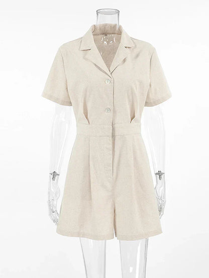 Linen Summer Jumpsuit with Short Sleeves – Maelis-S-State of Style