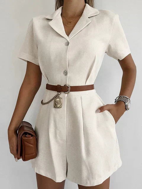 Lightweight Breathable Womens Jumpsuit with Shorts Sleeves - Pexav