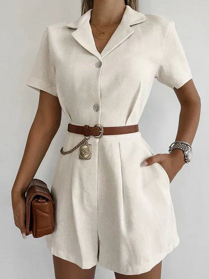 Lightweight Breathable Womens Jumpsuit with Shorts Sleeves - Pexav