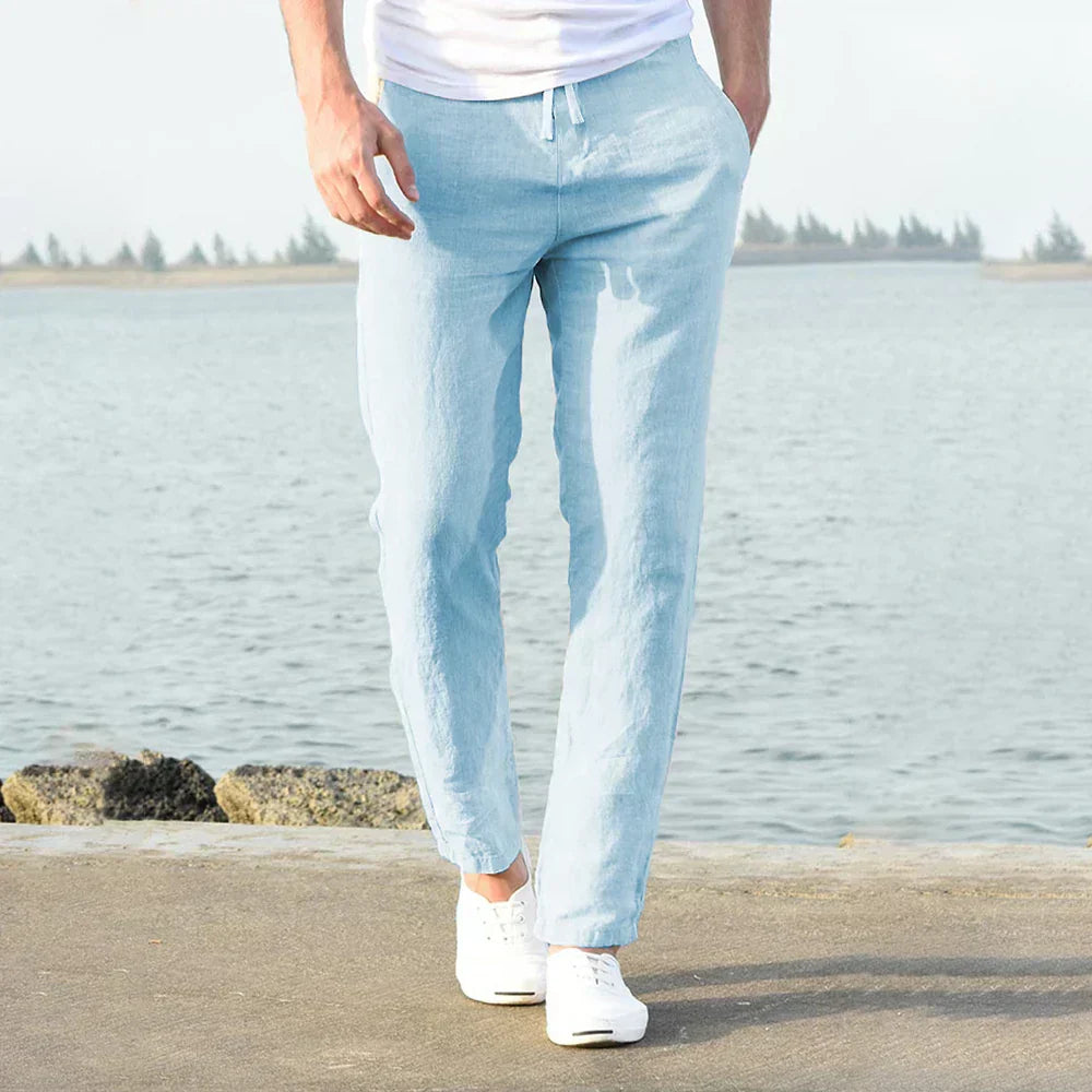 Linen Trousers for Men - Brian-Blue-S-Nora Luxe