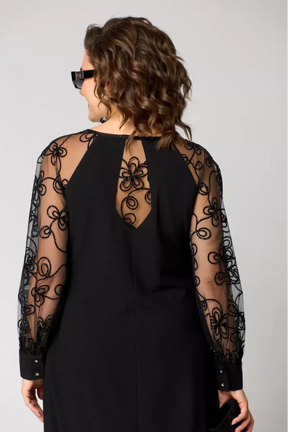 Image of Lisa | Women's Sheer Sleeve A-Line Midi Dress