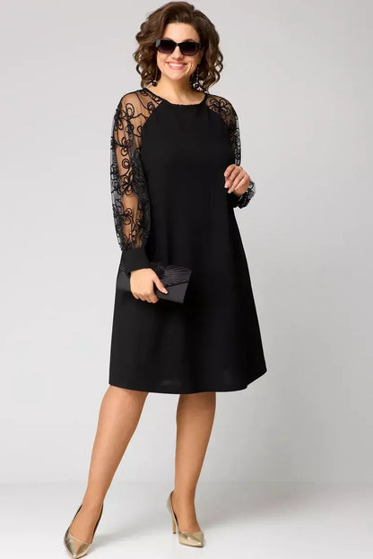 Chic See Through Cap Sleeve Midi Dress - Olytrend
