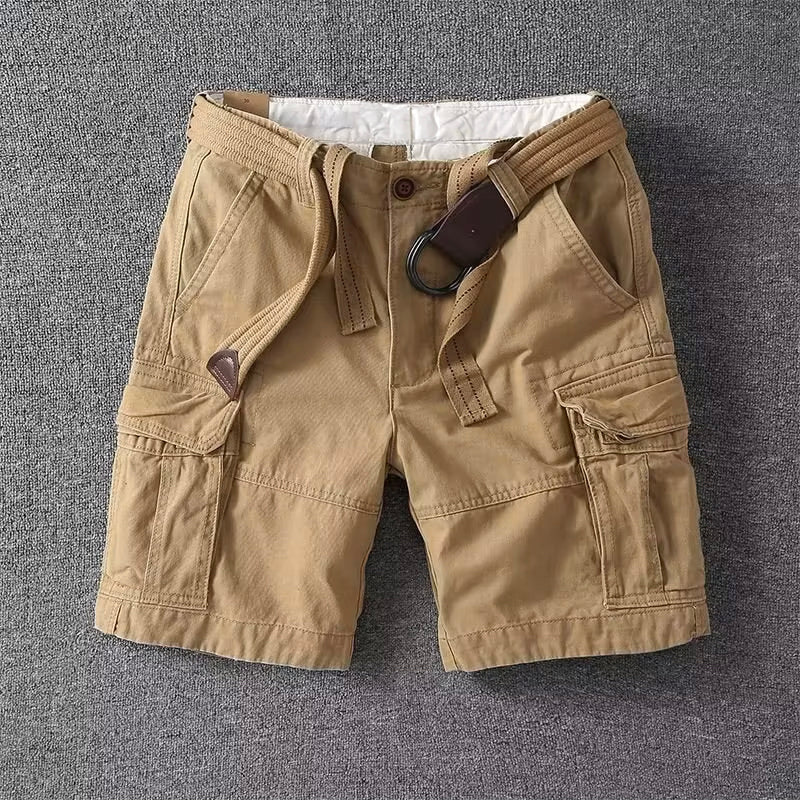 Relaxed Fit Men's Belted Cargo Shorts - Olytrend