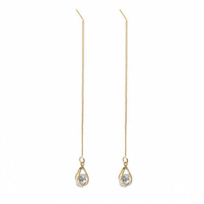 Long Drop Rhinestone Earrings - Isalyn-Gold (equal length)-Nora Luxe